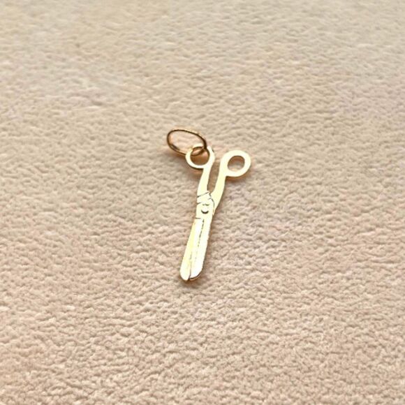 14k solid gold Scissors Pendant | Birthday gift | Cute Scissors Charm | - Picture 5 of 9